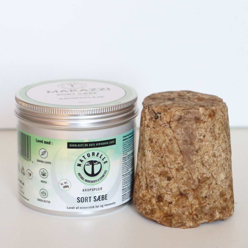 1 stk. sort sæbe til kropspleje + netsvamp - øko & vegan 190g - Naturelle.dk