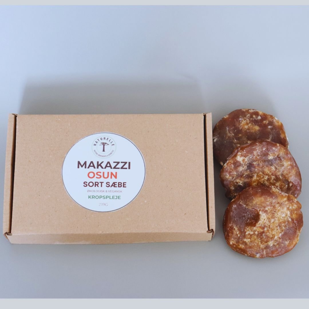3 stk. Makazzi Osun – Økologisk Afrikansk Sort Sæbe til kropspleje 219g - Naturelle.dk