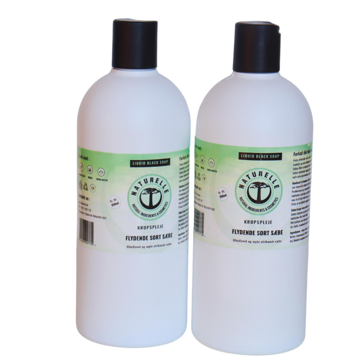 Flydende Autentisk sort sæbe til kropspleje - øko & vegan 1000 ml