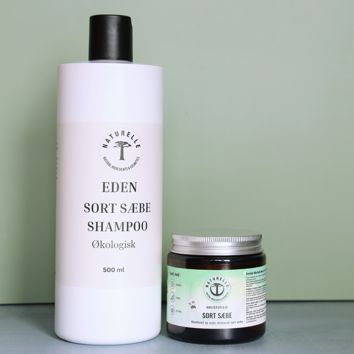 EDEN Sort sæbe shampoo og sæbe til ansigtspleje - øko vegan