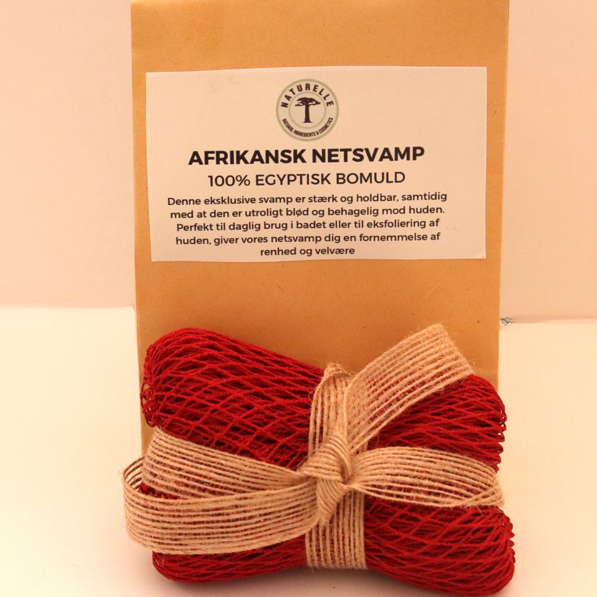 Afrikansk netsvamp til eksfoliering af hud - 100% egyptisk bomuld - Naturelle.dk