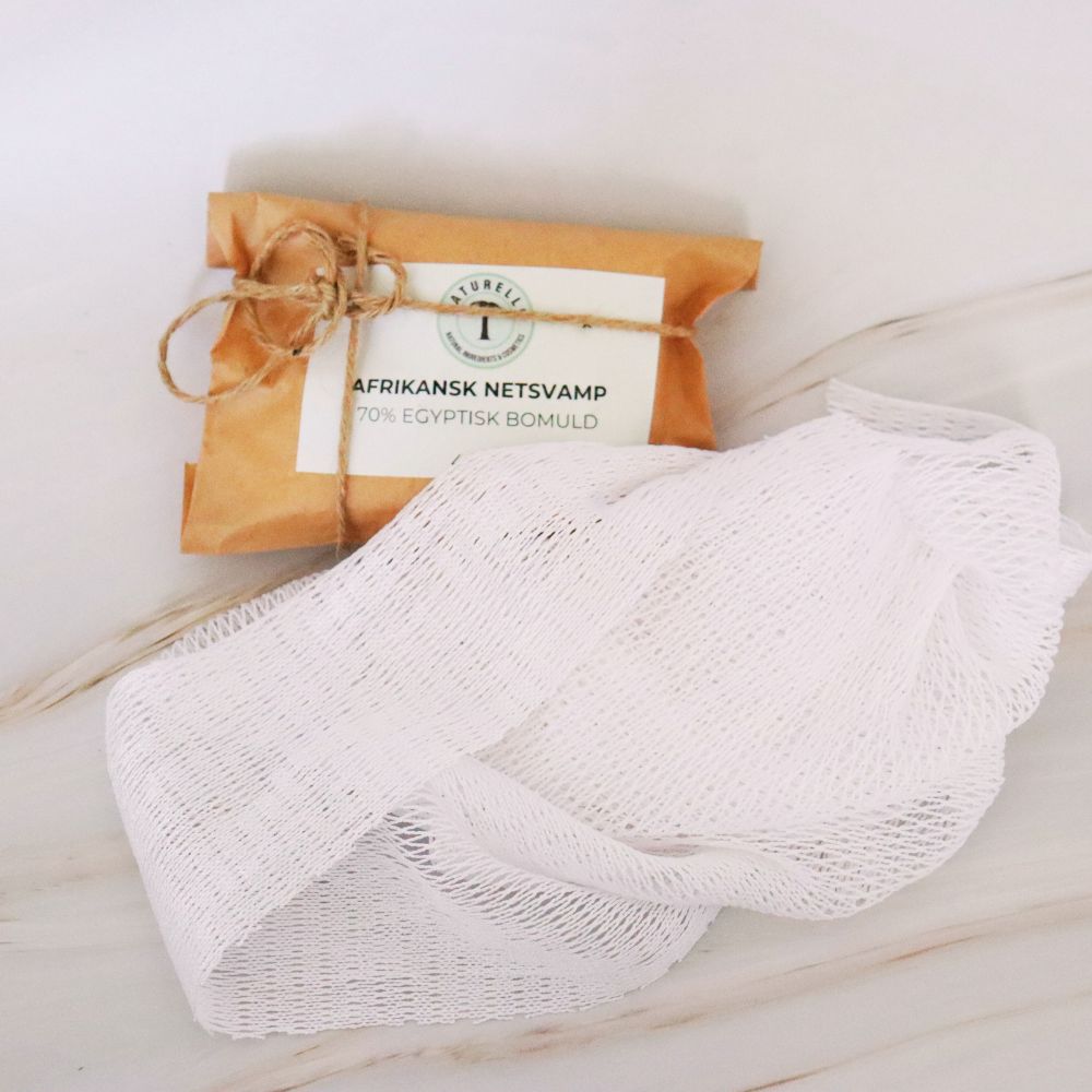 Afrikansk netsvamp til eksfoliering af hud - 70% egyptisk bomuld - Naturelle.dk