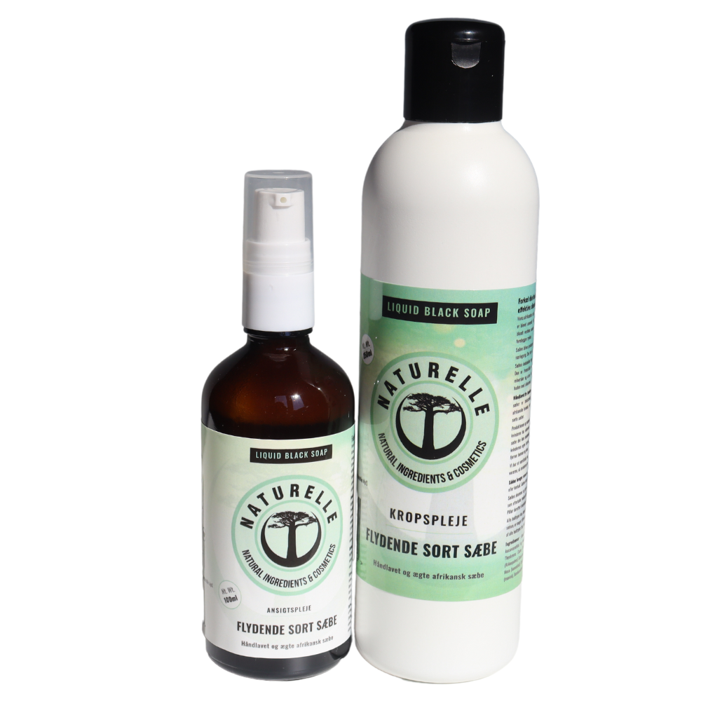 Flydende autentisk sort sæbe til ansigtspleje + kropspleje -øko & vegan 350g