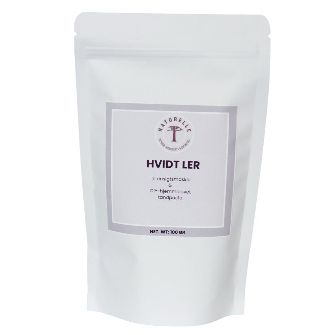 Hvidt kaolin - fjerner snavs og overskydende olie fra huden - 100g - Naturelle.dk