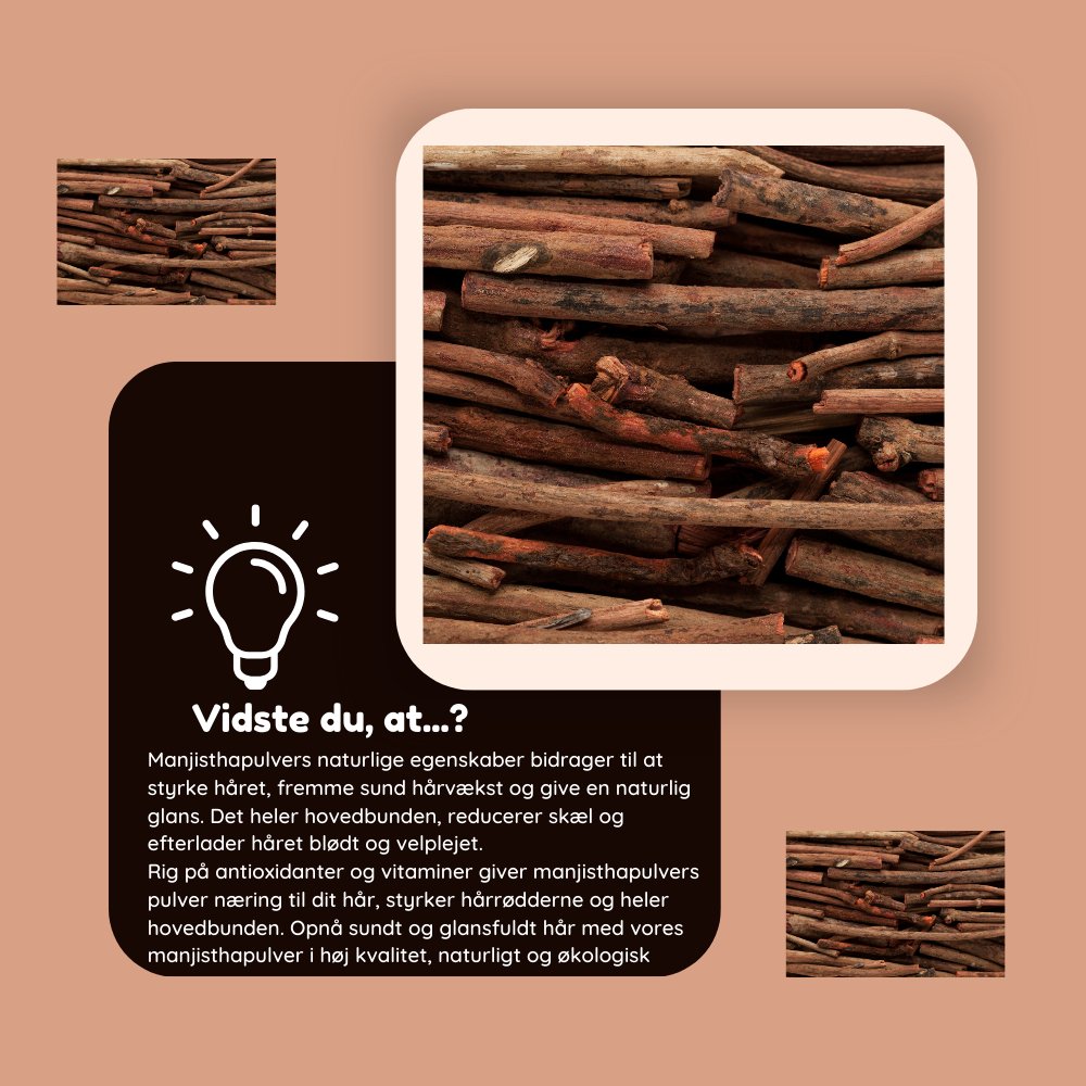 Manjisthapulver til hårmaske - økologisk 100g - Naturelle.dk