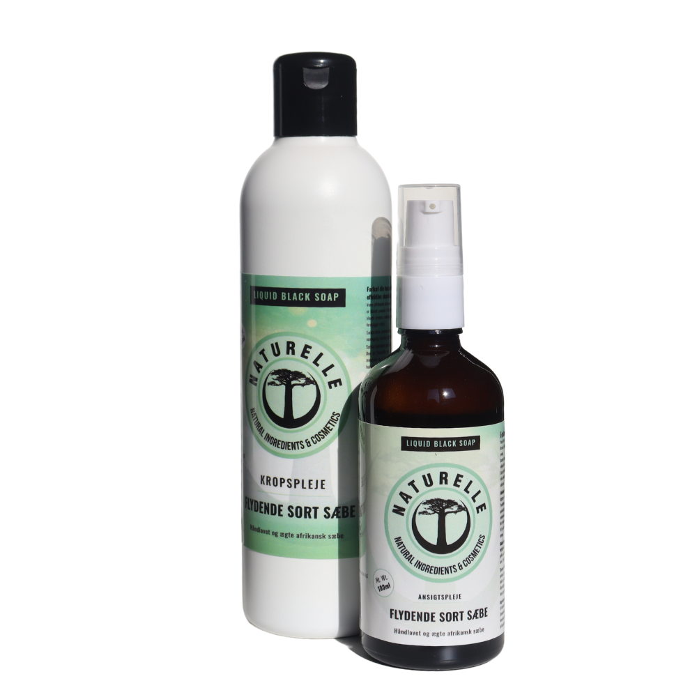 Flydende autentisk sort sæbe til ansigtspleje + kropspleje -øko & vegan 350g