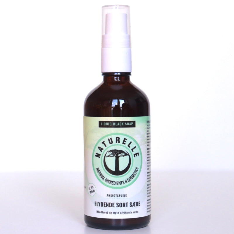 Flydende autentisk sort sæbe til ansigtspleje - øko & vegan 100ml