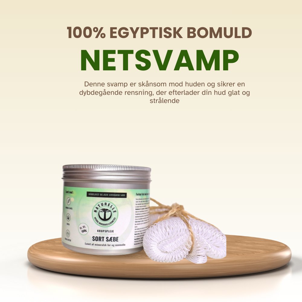 Få en blød og smuk hud med vores netsvamp i 100% egyptisk bomuld - Naturelle.dk