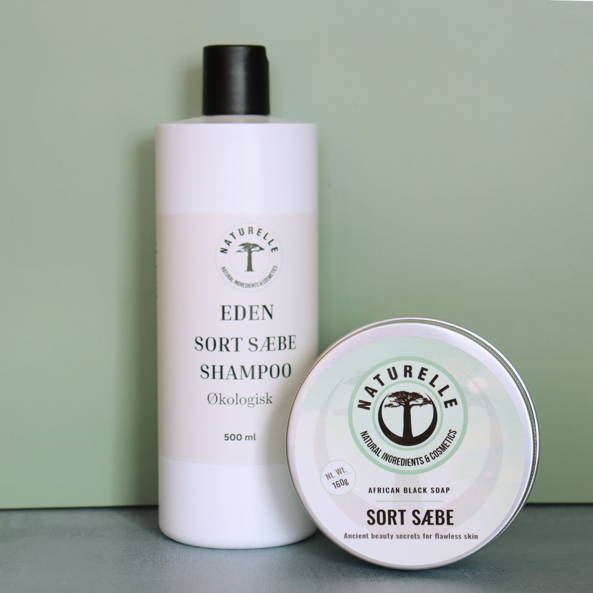 EDEN Sort sæbe shampoo og 3 stk. sæber til ansigtspleje - øko vegan