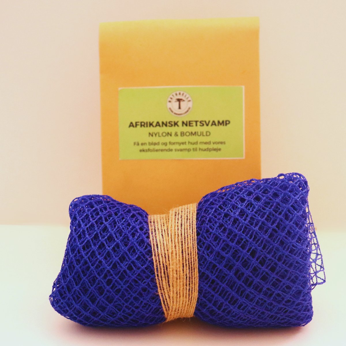 Afrikansk netsvamp i nylon og bomuld til eksfoliering af hud - Mørkeblå - Naturelle.dk