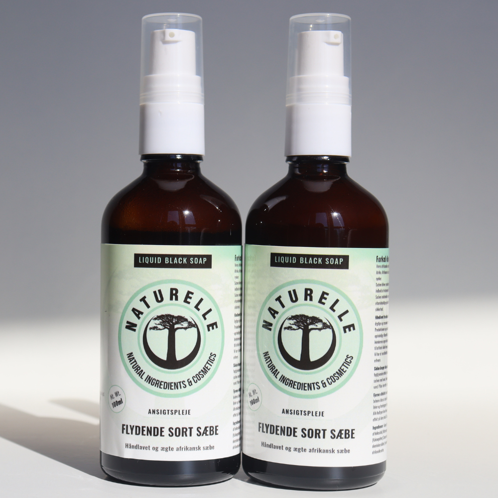 2 flasker flydende autentiske sorte sæber til ansigtspleje - Øko & Vegan 200ml