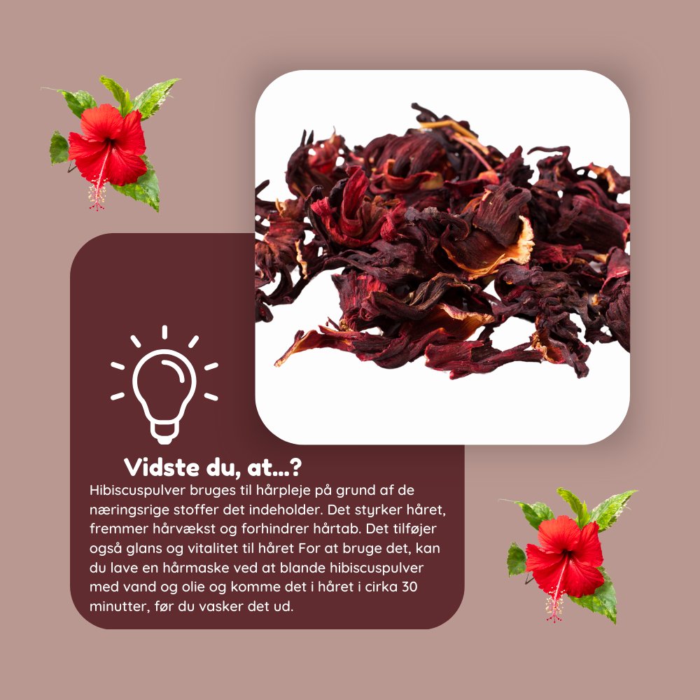 Hibiscuspulver til hårmaske og hårpleje - øko 100g - Naturelle.dk