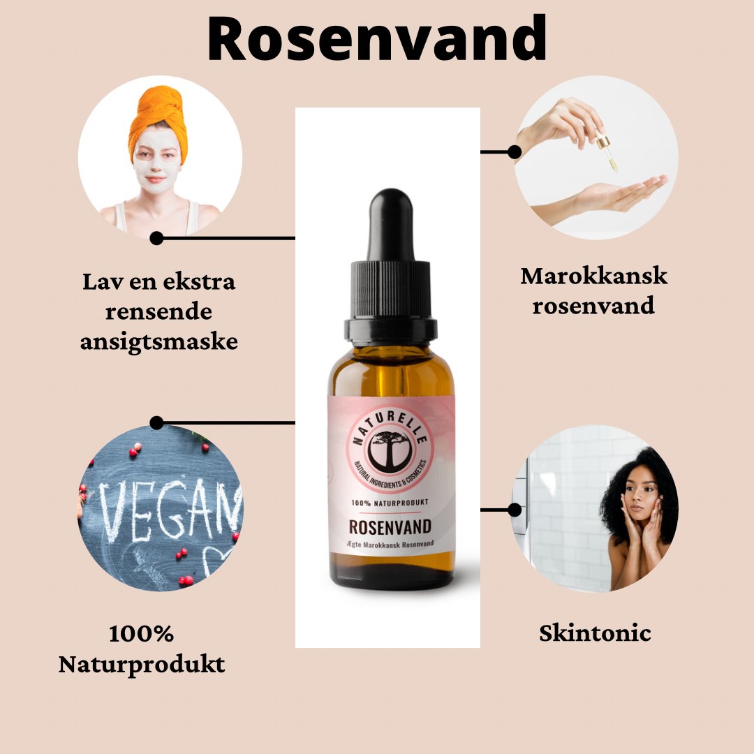 Marokkansk rosenvand til krop, ansigt og hår - 200ml - Naturelle.dk
