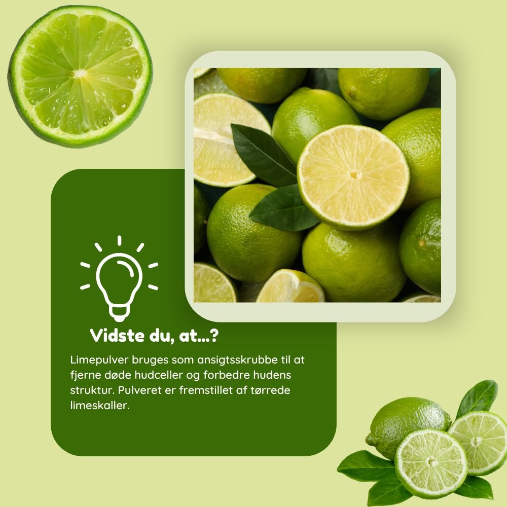 Øko limepulver til ansigtsskrubbe - C - vitaminboost 40g - Naturelle.dk