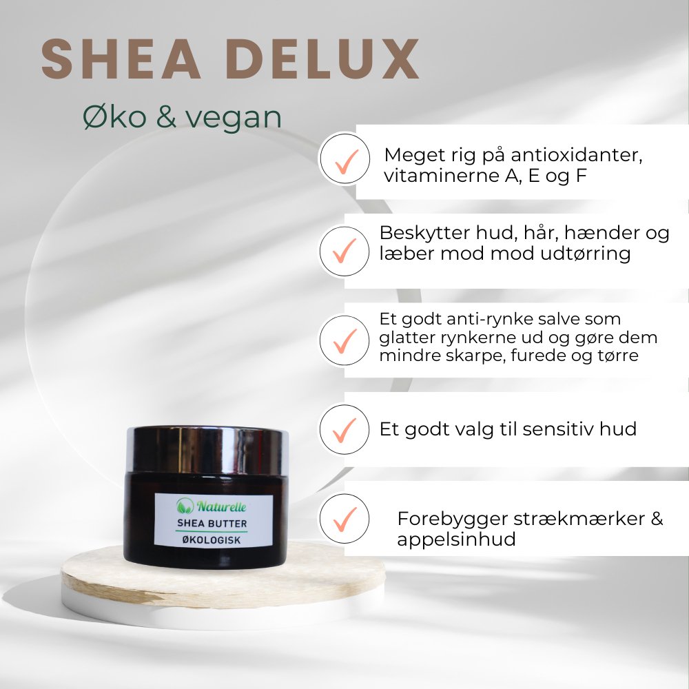 Shea Delux øko - koldpresset luksus sheasalve 30g - Naturelle.dk